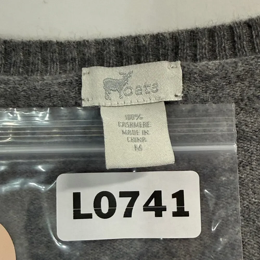 Oats Cashmere 100% Cashmere Gray Scoop Neck Sweater M Rhinestone Skull